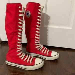 red knee high converse boots 